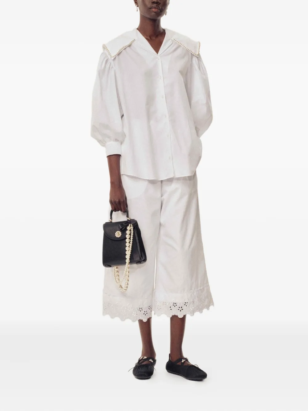 Simone Rocha pearl-trimmed puff-sleeve shirt | Shirts | Image 2