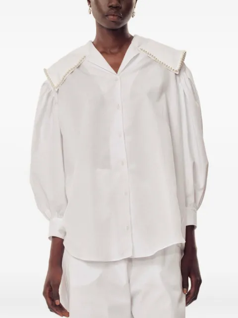 Simone Rocha pearl-trimmed puff-sleeve shirt