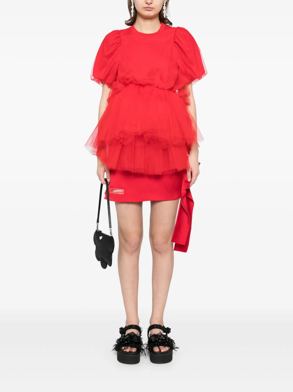 Simone Rocha T-shirt met pofmouwen - Rood