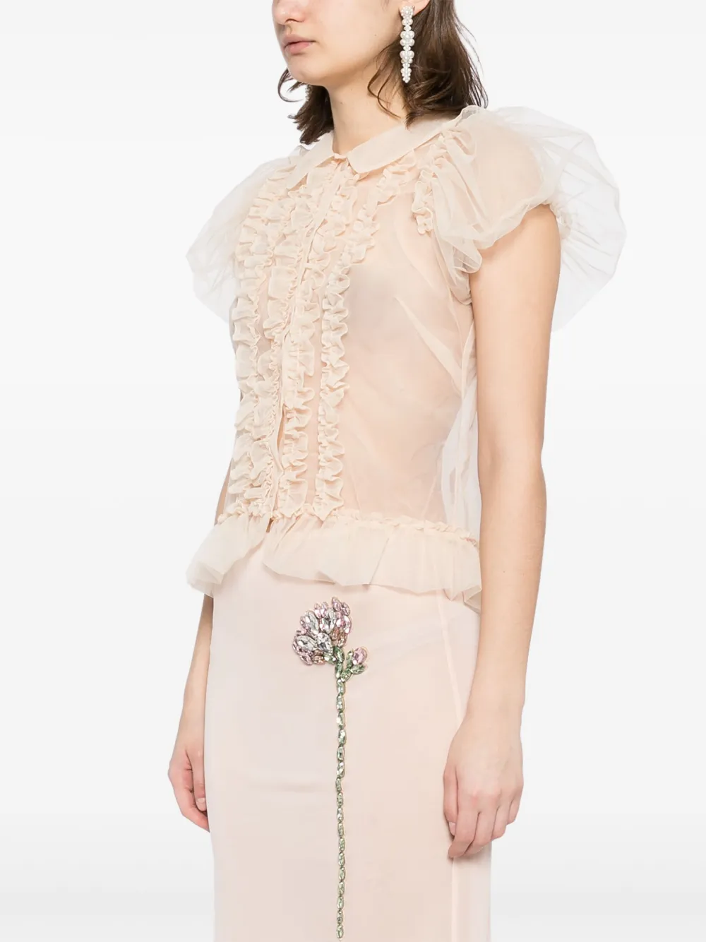 Simone Rocha Blouse met pofmouwen Beige