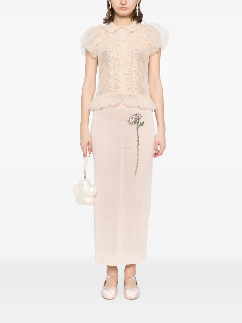 Simone Rocha Blouse met pofmouwen - Beige