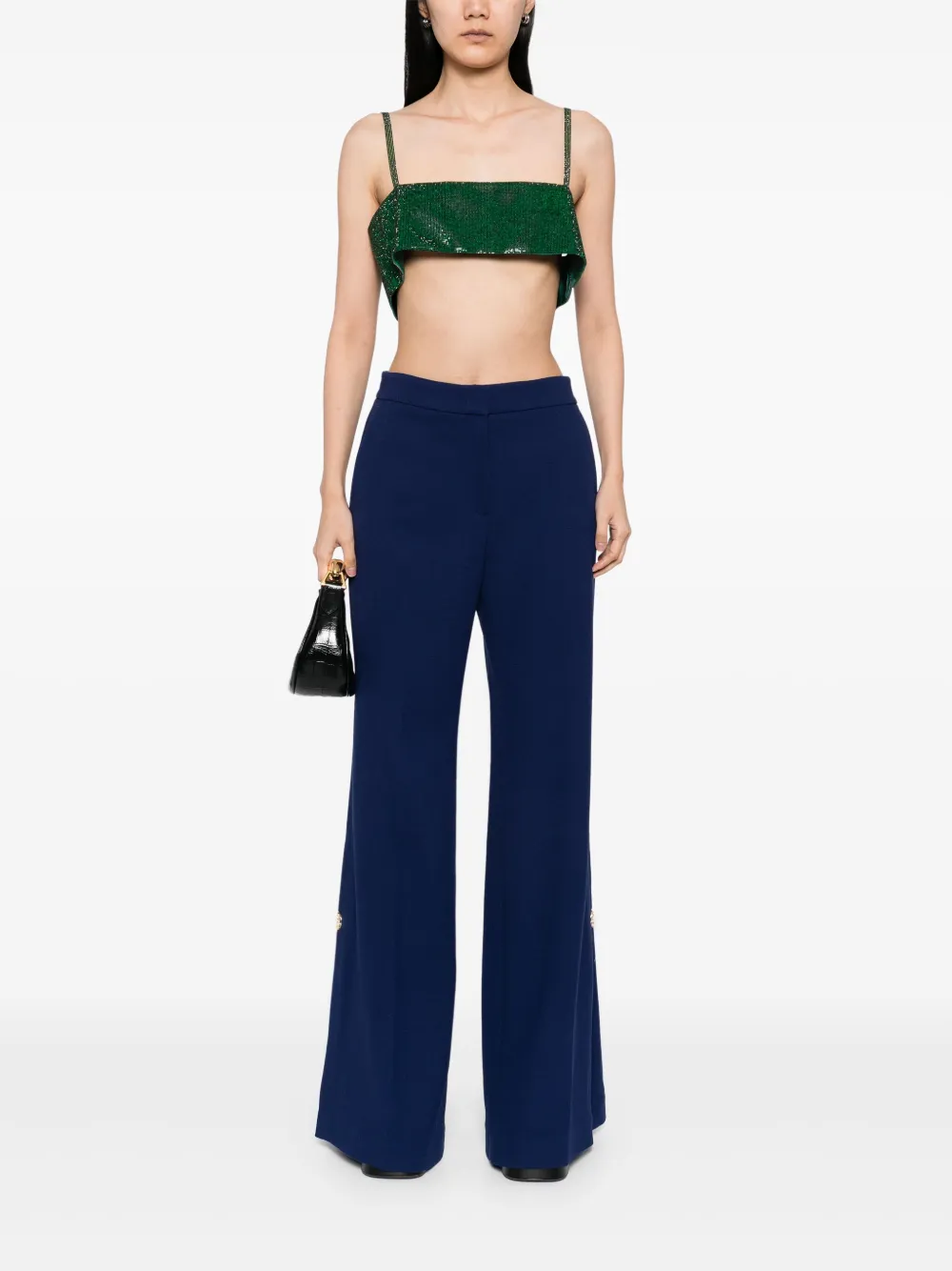 Elie Saab Flared broek met split - Blauw