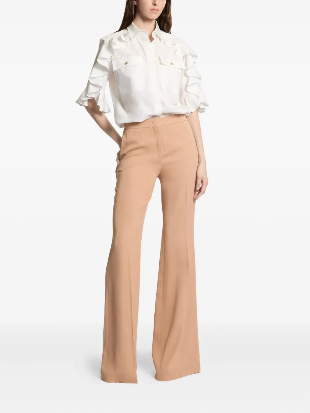 Elie Saab embellished ruffle shirt - Wit