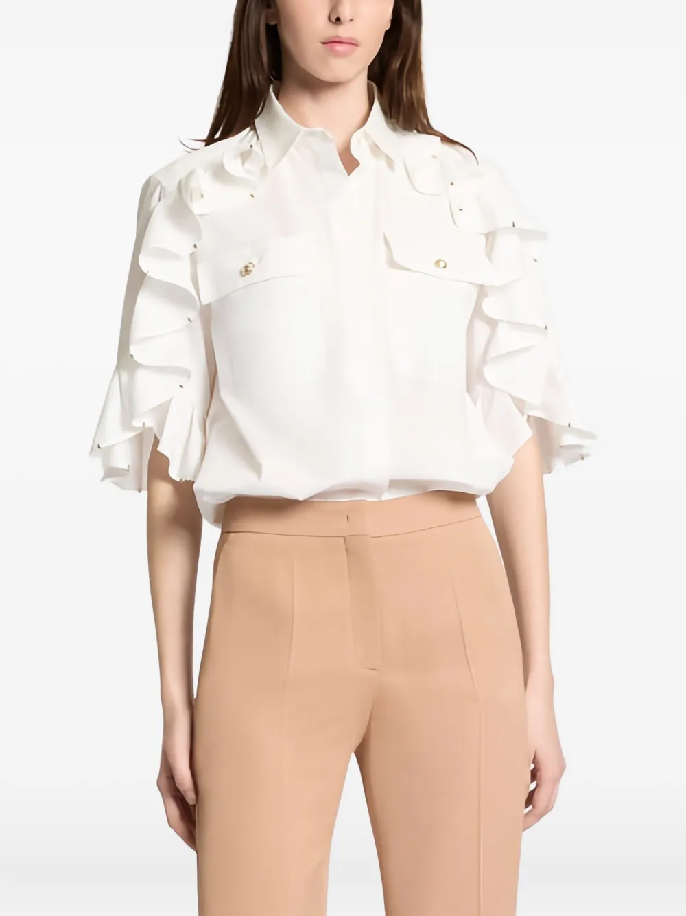 Elie Saab embellished ruffle shirt | White | Image 1