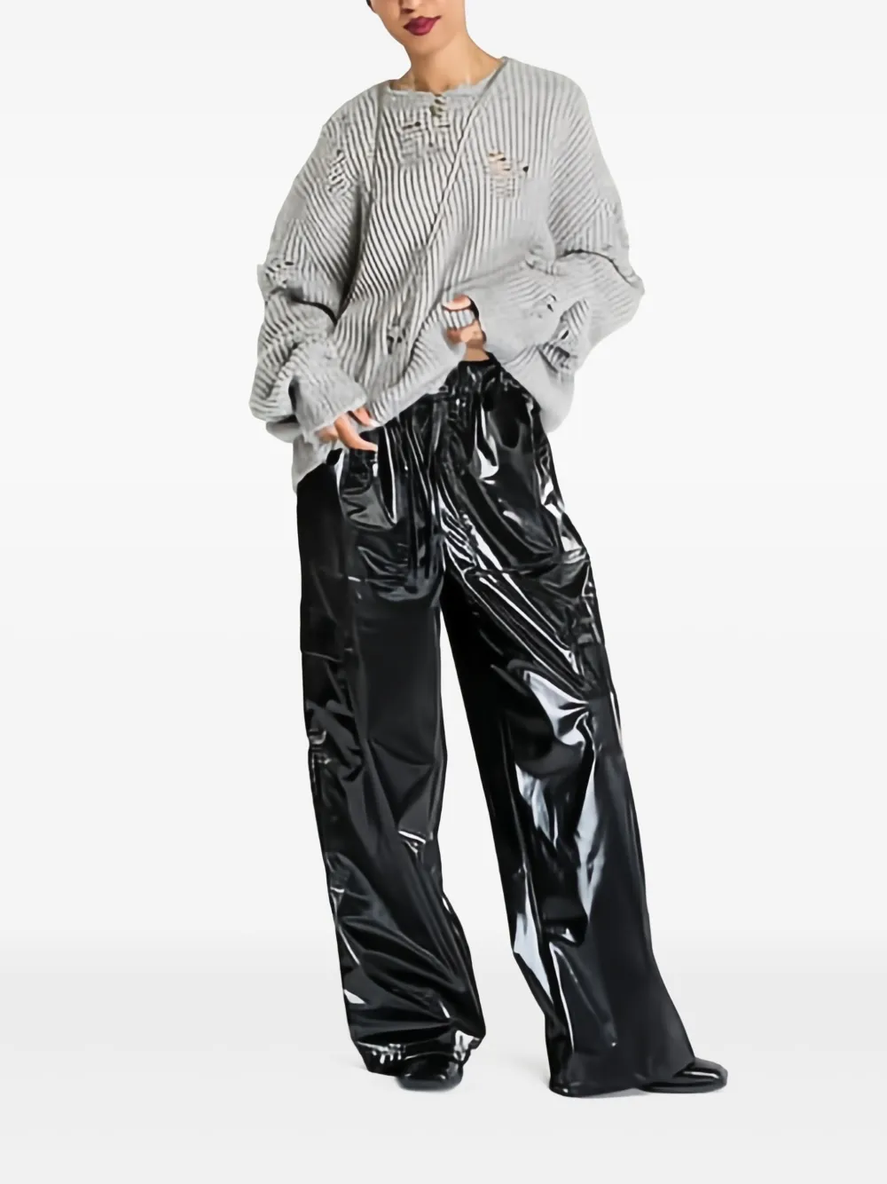 Heliot Emil Gray Distressed Sweater