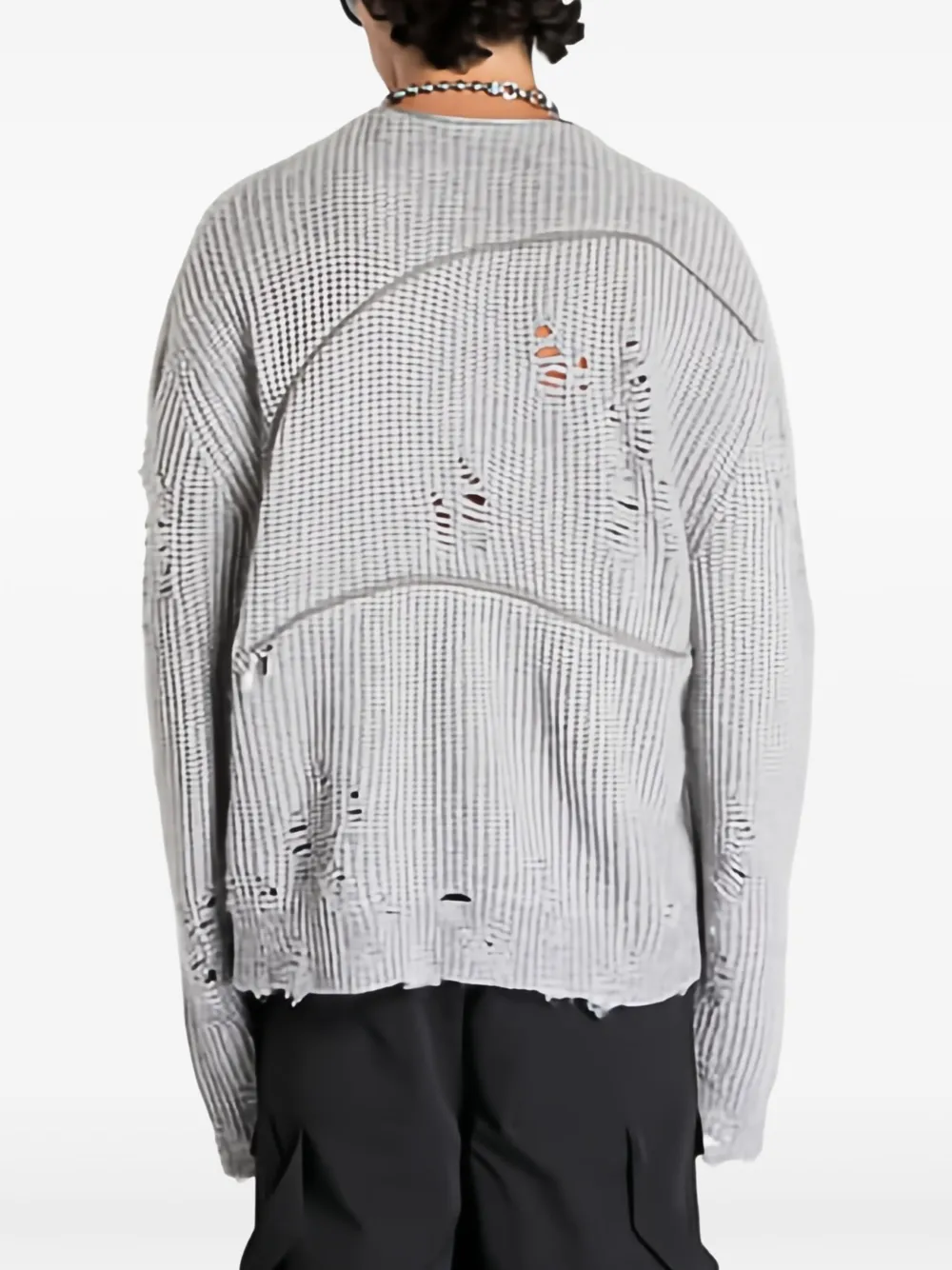 Heliot Emil Gray Distressed Sweater