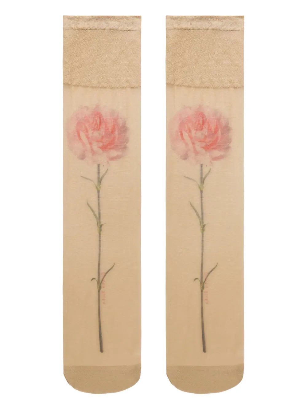 Simone Rocha Doorzichtige sokken met print Beige