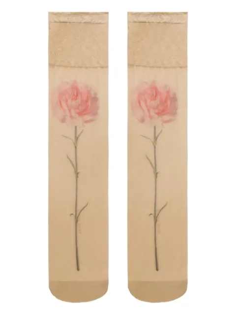 Simone Rocha carnation-print sheer socks