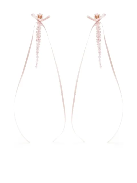 Simone Rocha Slim Bow Ribbon drop earrings