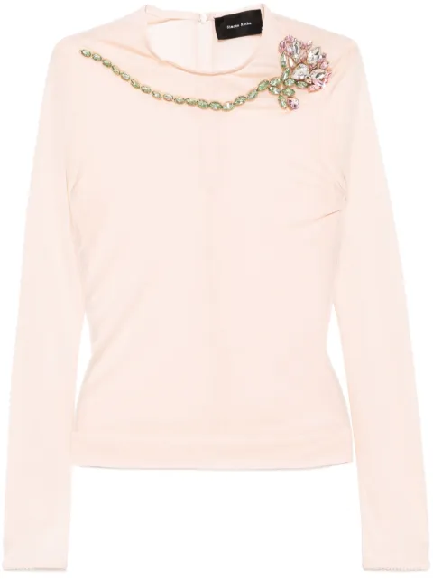 Simone Rocha carnation-embellished mesh top