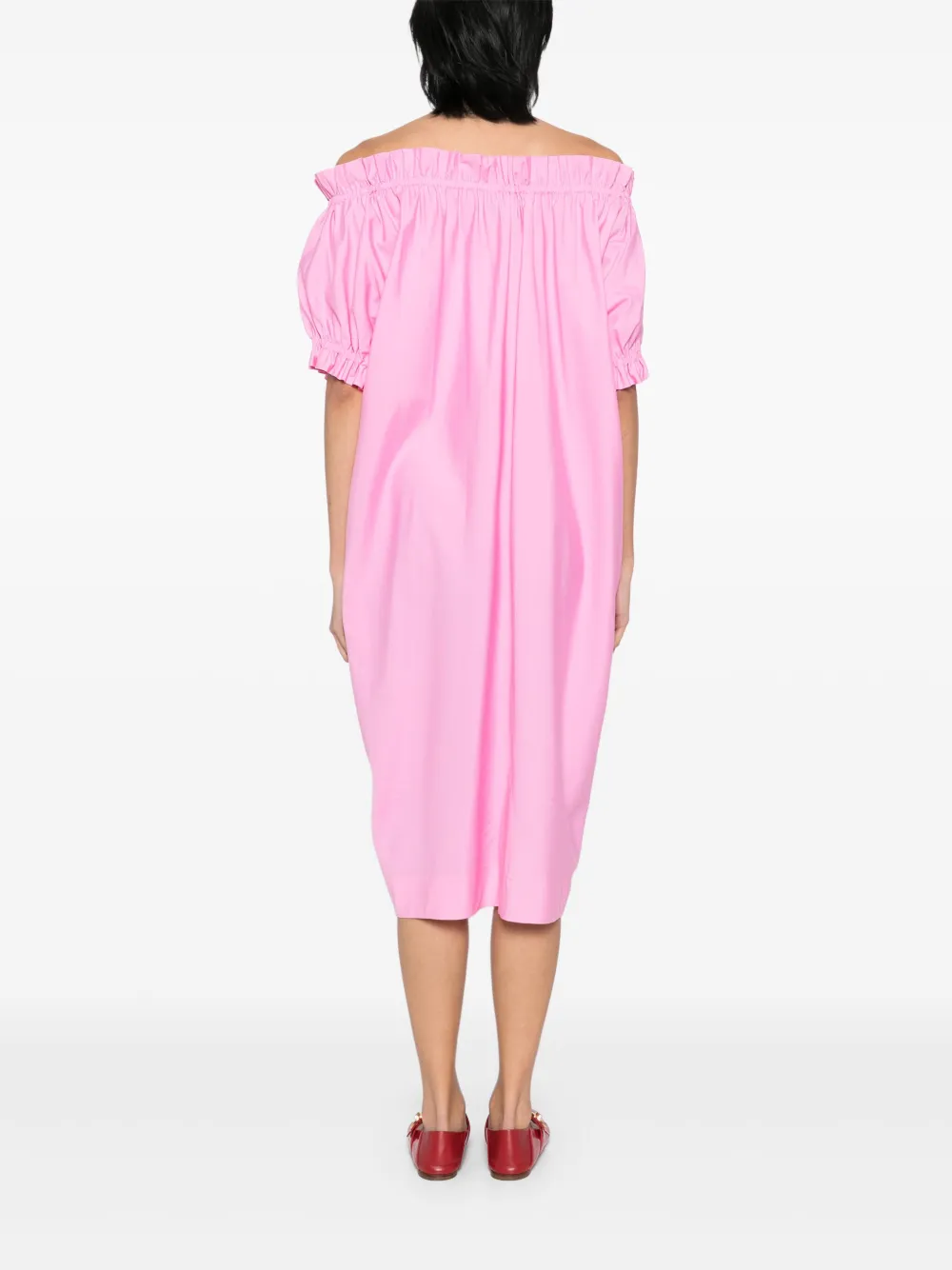 Simone Rocha Elastische gesmockte tulpjurk met ruches Roze