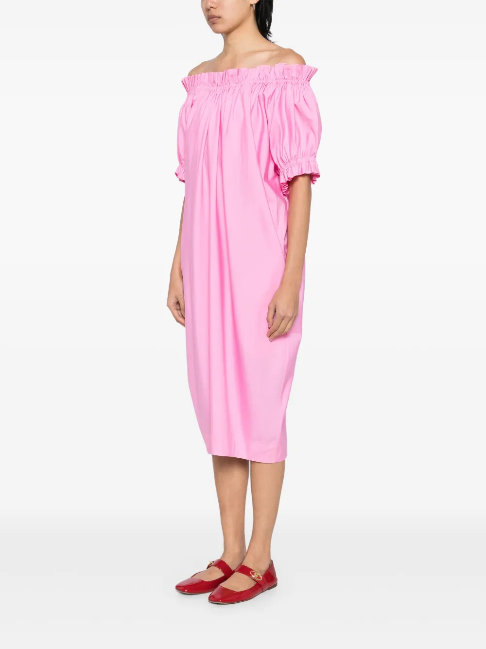 Simone Rocha Elastische gesmockte tulpjurk met ruches Roze