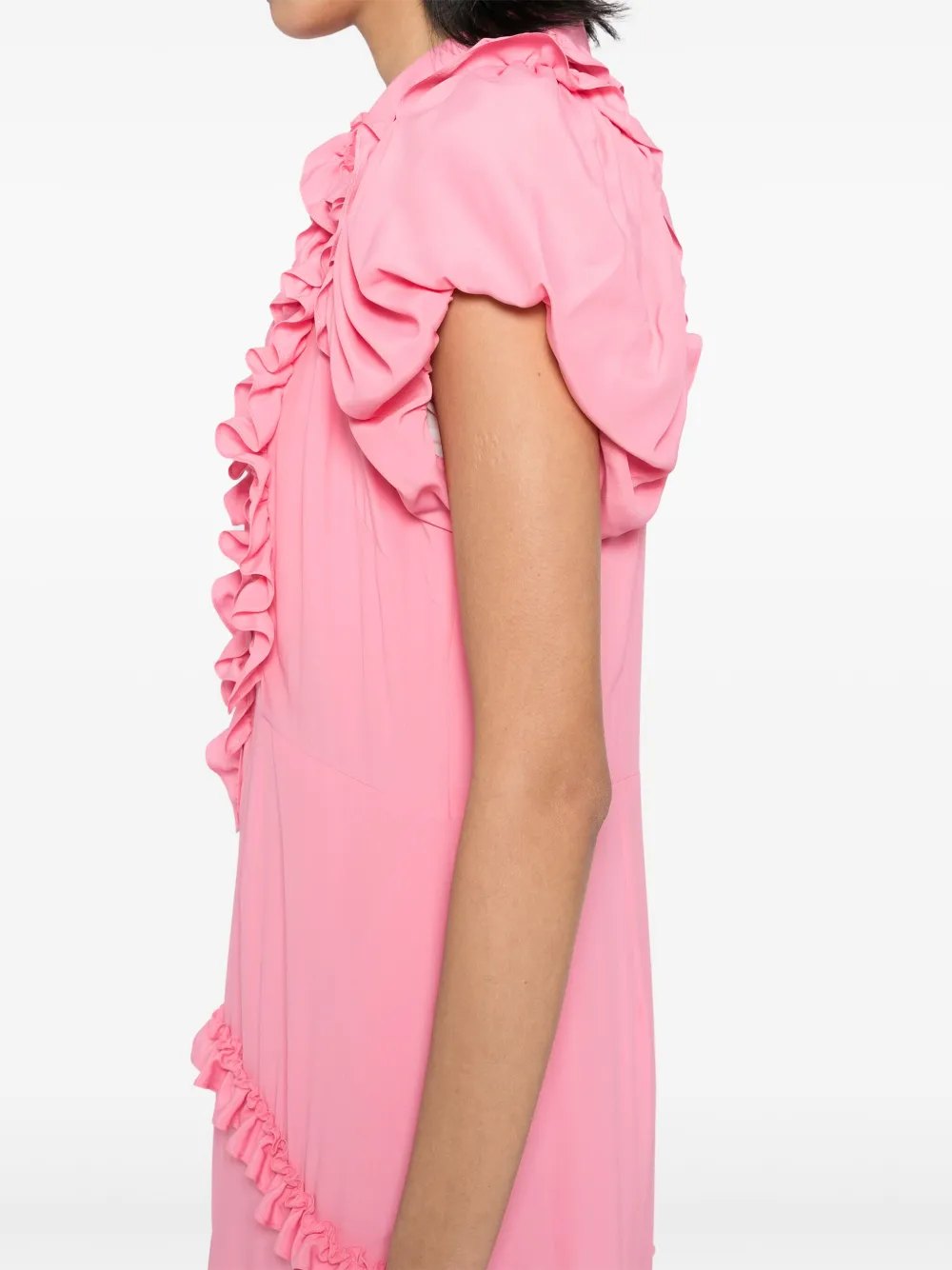 Simone Rocha Midi-jurk met ruches en stiksels Roze