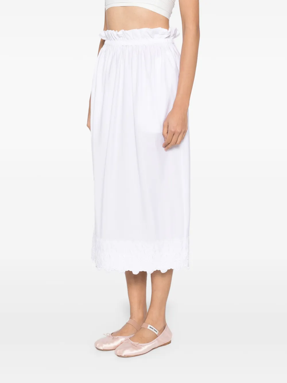 Simone Rocha Elastische gesmockte rok met ruches Wit