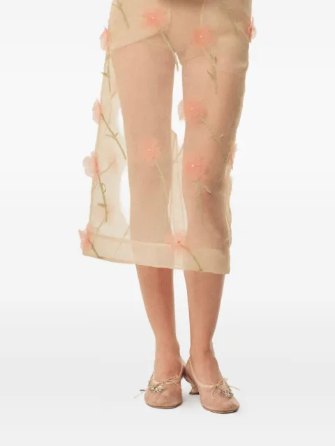 Simone Rocha floral-embellished organza midi skirt