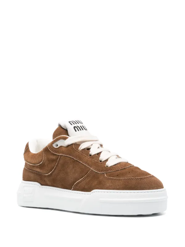 スニーカー Miu Miu Sneaker In Pelle Scamosciata Miu Miu Sneakers In Pelle Scamosciata | Marrone | FARFETCH IT