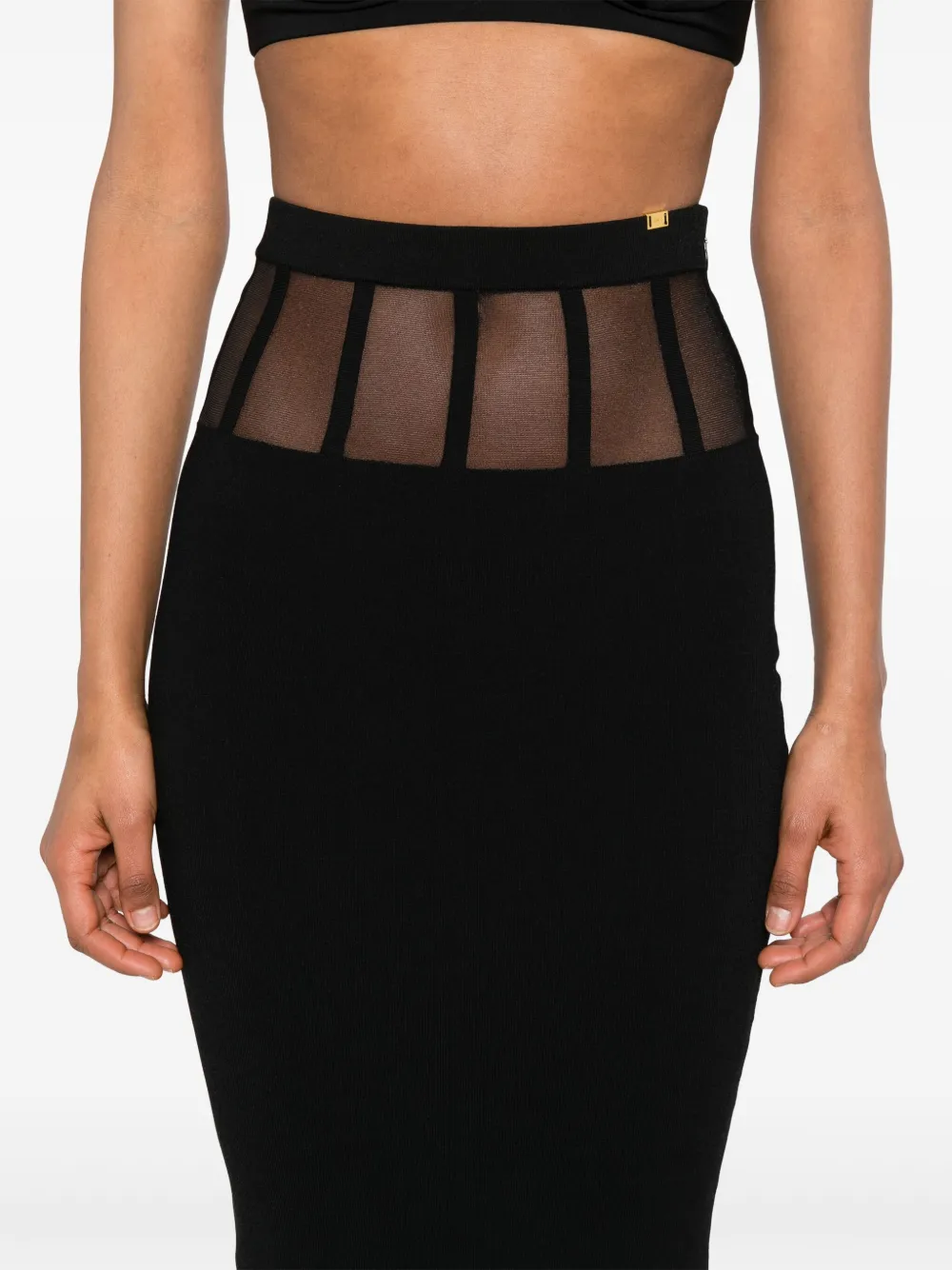 Elisabetta Franchi Midi-rok met korset geslepen details Zwart