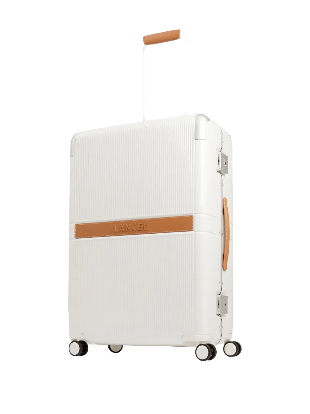 Lancel Empreinte Leather-trimmed Suitcase In White