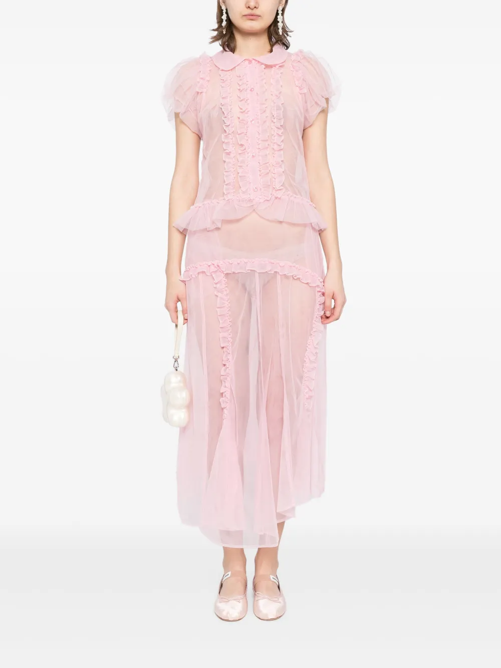 Simone Rocha Rok met ruches - Roze