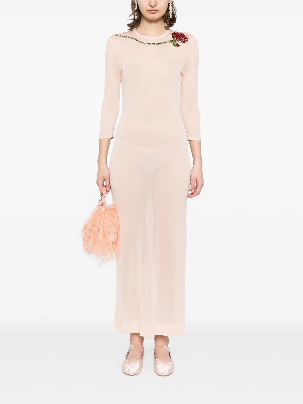 Simone Rocha Jurk met mesh - Oranje