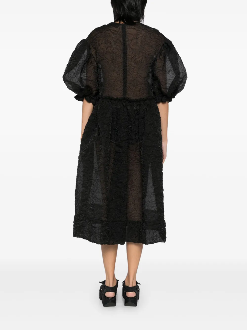 Simone Rocha Gesmockte jurk met ruches Zwart