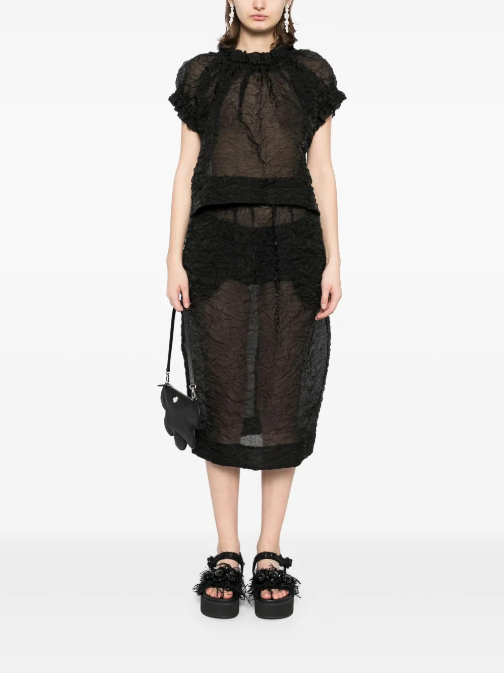 Simone Rocha Rok met ruches - Zwart