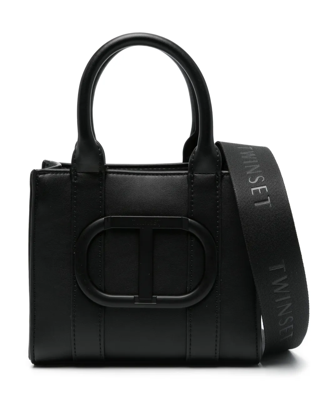 Twinset Logo-plaque Tote Bag In Black