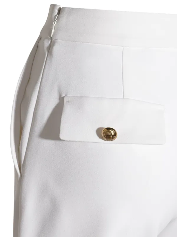 ショートパンツ Elisabetta Franchi Cropped White Trousers With Tailored Elisabetta Franchi logo-plaque Cropped Trousers | White