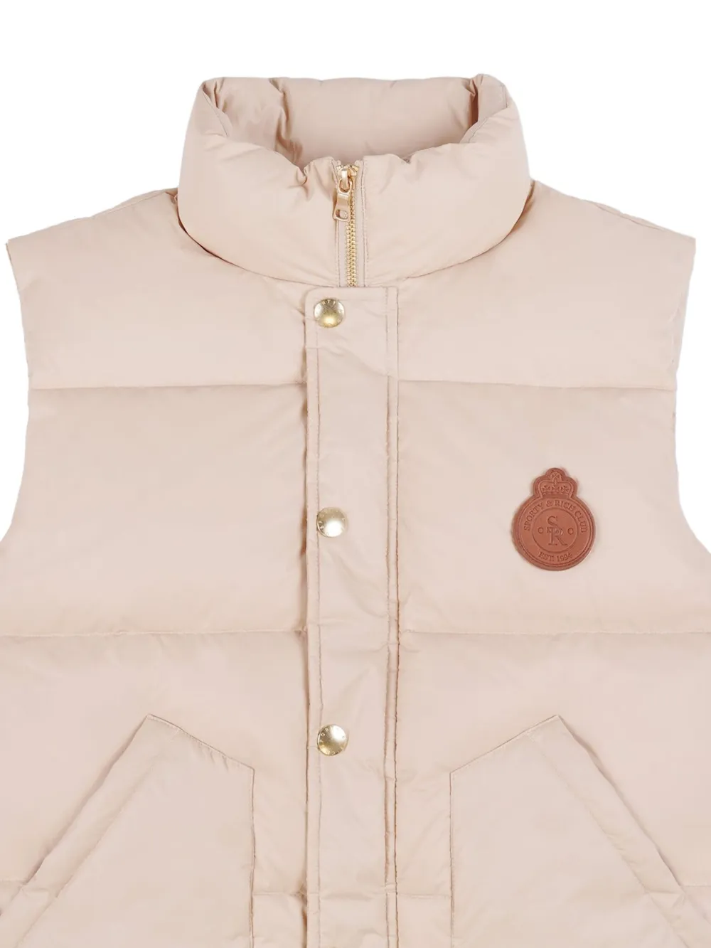 Sporty & Rich logo-appliqué padded gilet - Beige