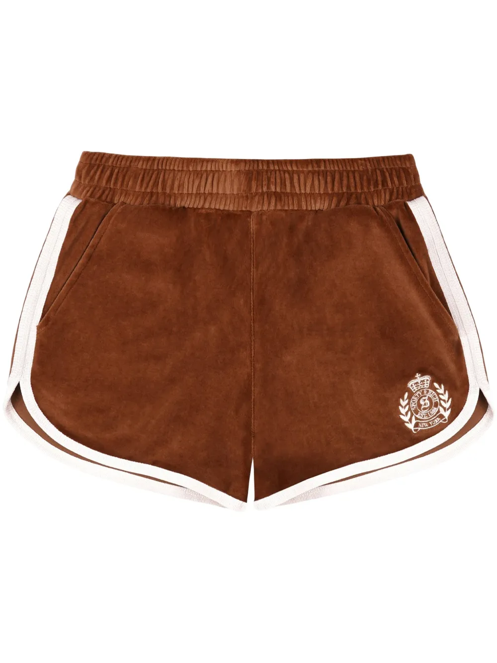 Sporty & Rich Crest fluwelen shorts Bruin