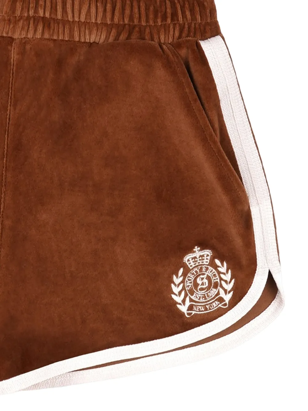 Sporty & Rich Crest fluwelen shorts - Bruin