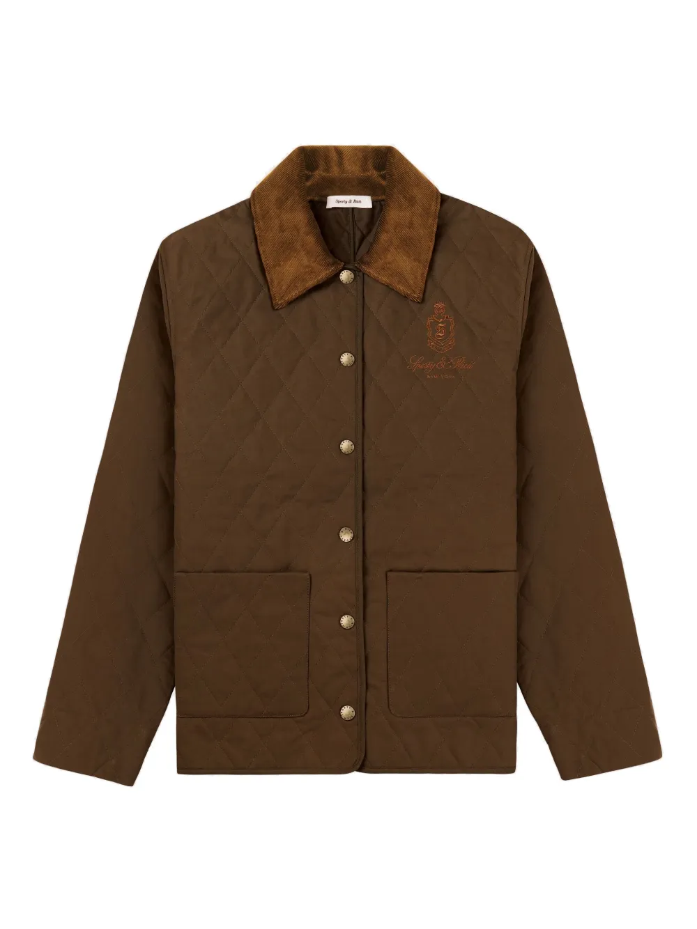 Sporty & Rich logo-embroidered quilted jacket - Bruin