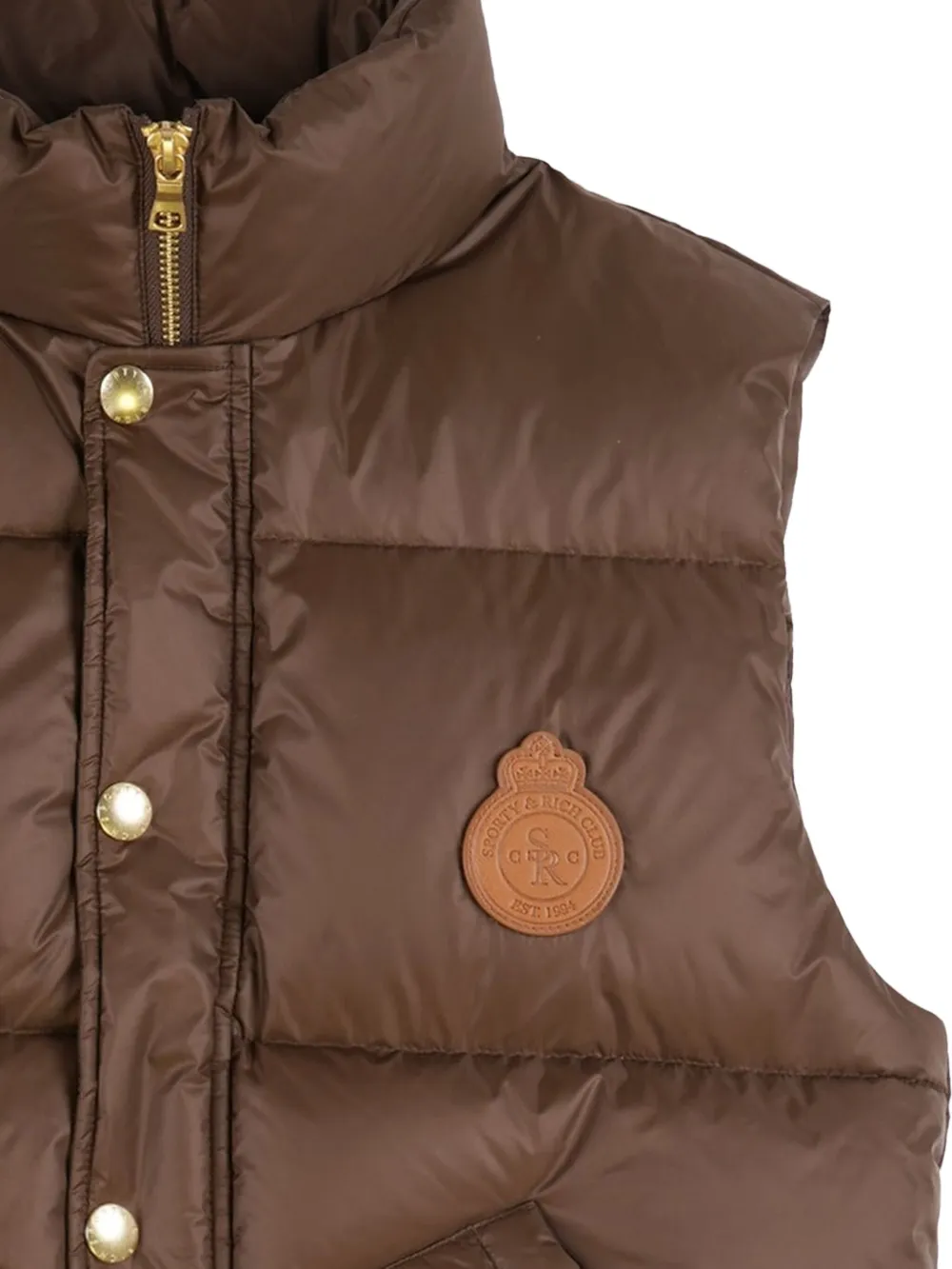 Sporty & Rich logo-appliqué quilted gilet - Bruin