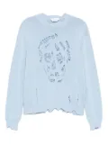 Alexander McQueen distressed skull sweater - Blue