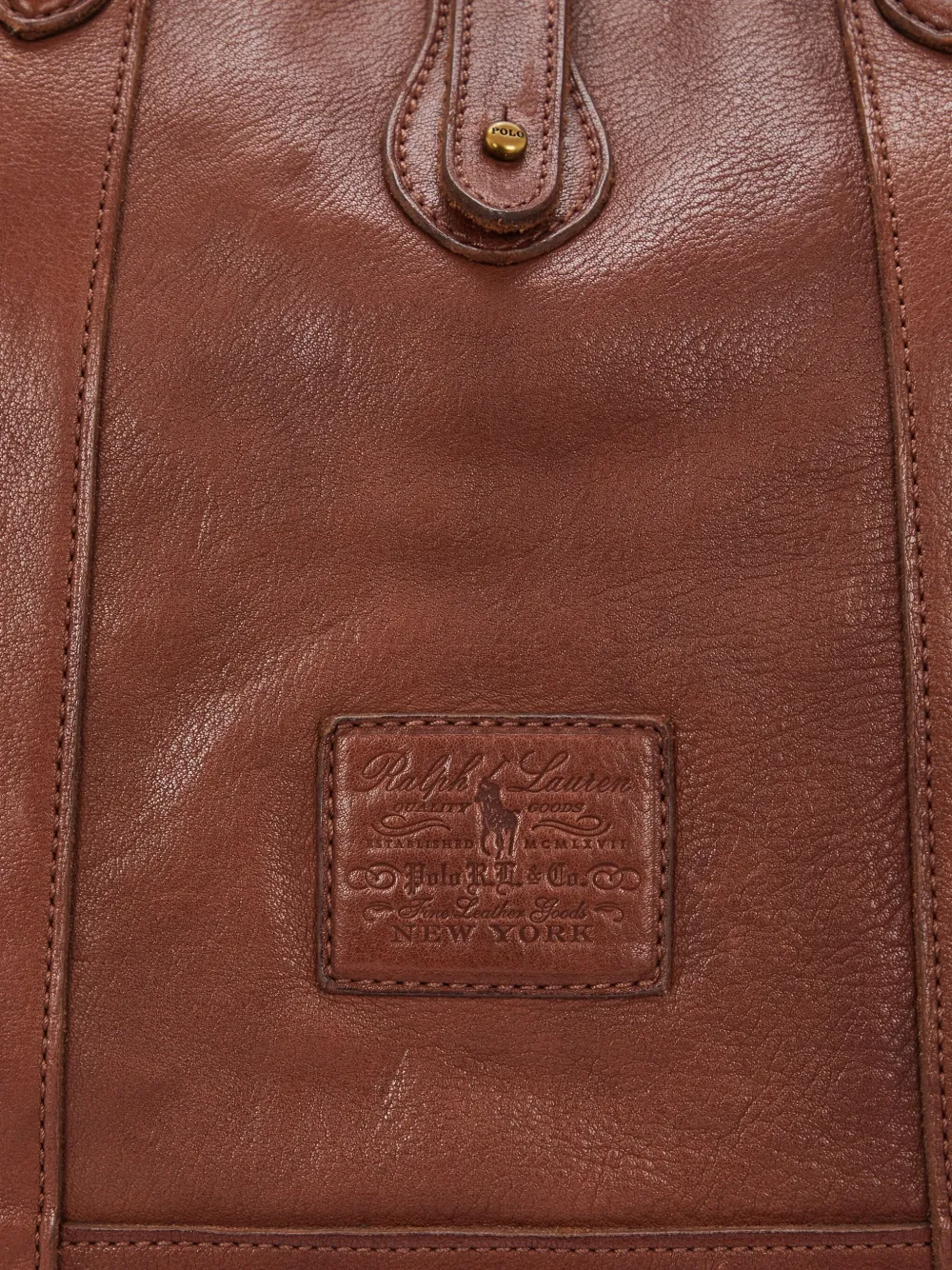 Polo Ralph Lauren Heritage leren shopper met textuur Bruin