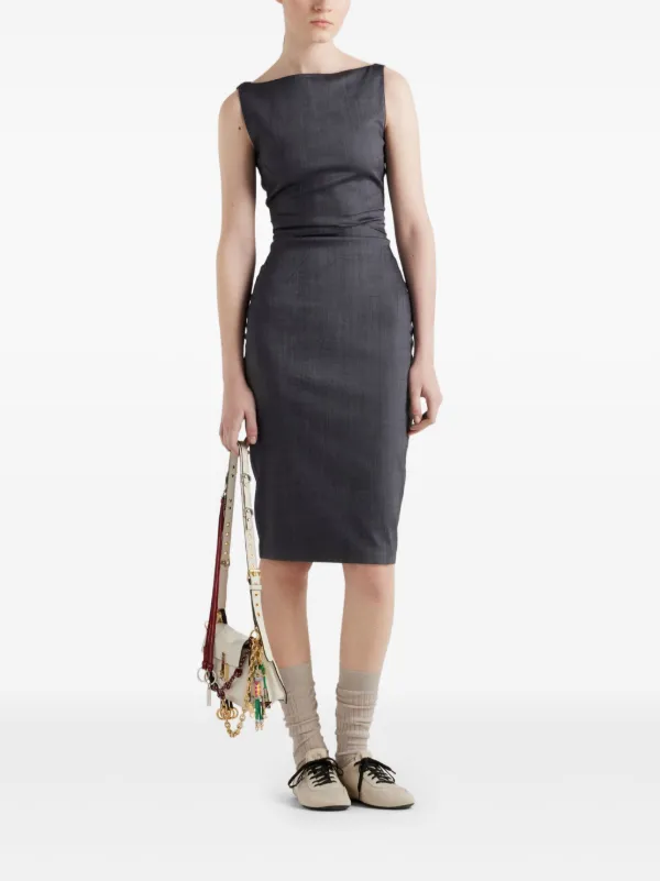 Prada Ruched Midi Dress - Grey Prada Ruched Midi Dress - Grey