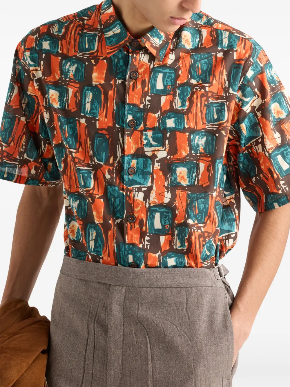 Prada Overhemd met vierkante print Oranje
