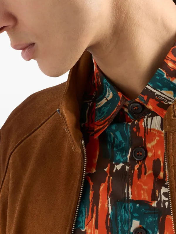 Prada square-print Shirt | Orange | FARFETCH