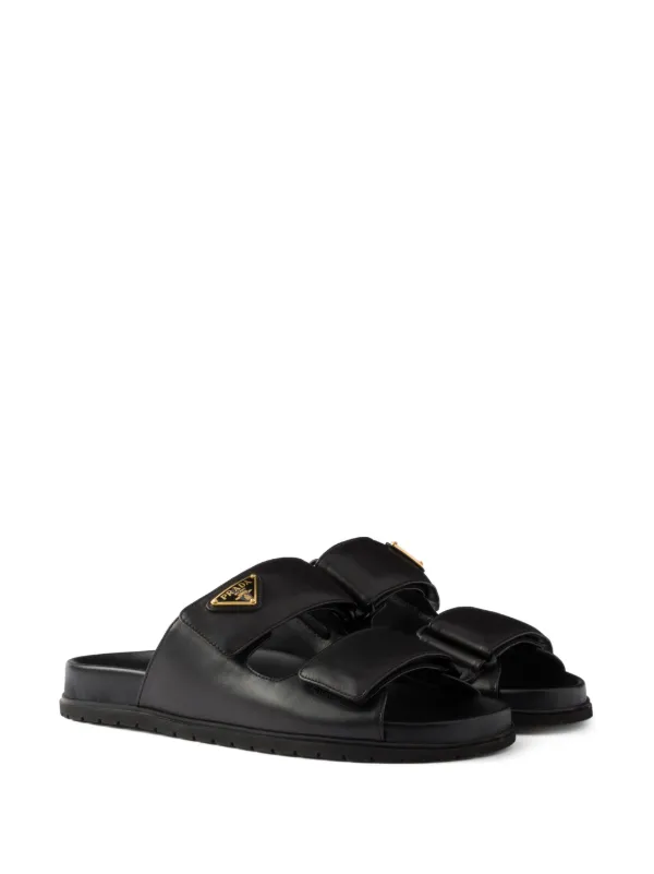 Prada touch-strap Leather Sandals | Black | FARFETCH