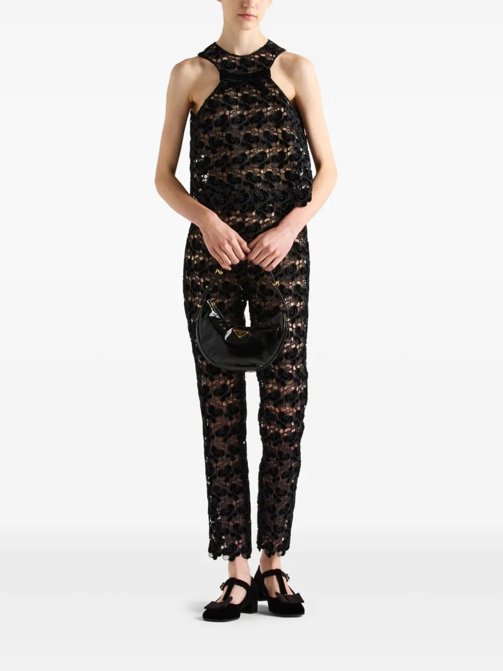 Prada guipure-lace trousers - Zwart