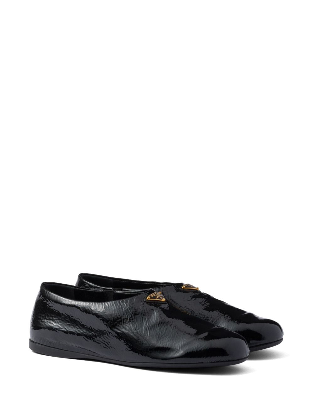 Prada patent-leather flat shoes - Zwart