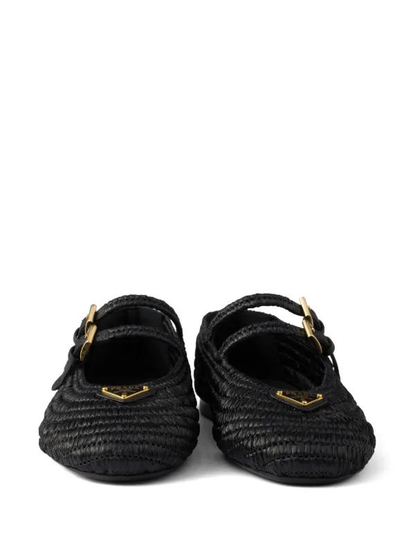 PRADA Crochet ballet flats レディース フラットシューズ Prada Crochet Ballerinas Shoes | Black | FARFETCH