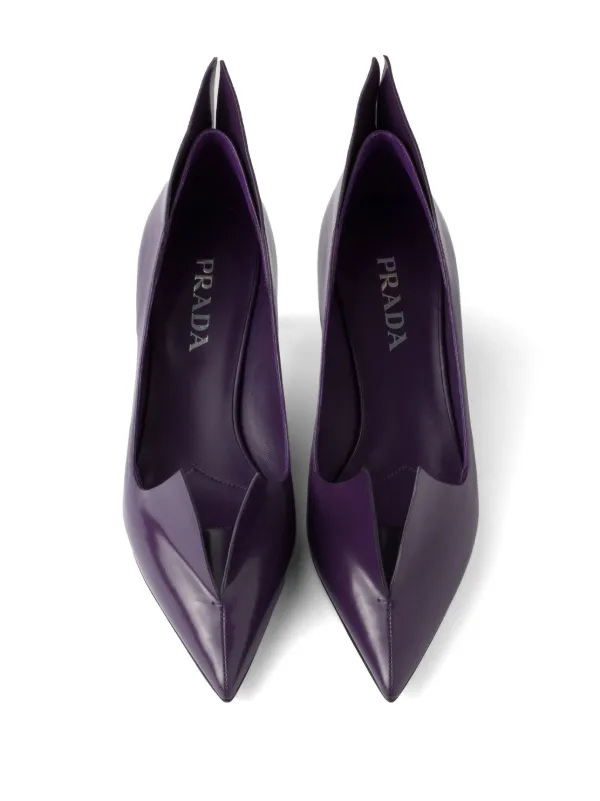 【関税&送料込】Prada Purple Leather Pumps Prada 55mm Brushed Leather Pumps | Purple | FARFETCH