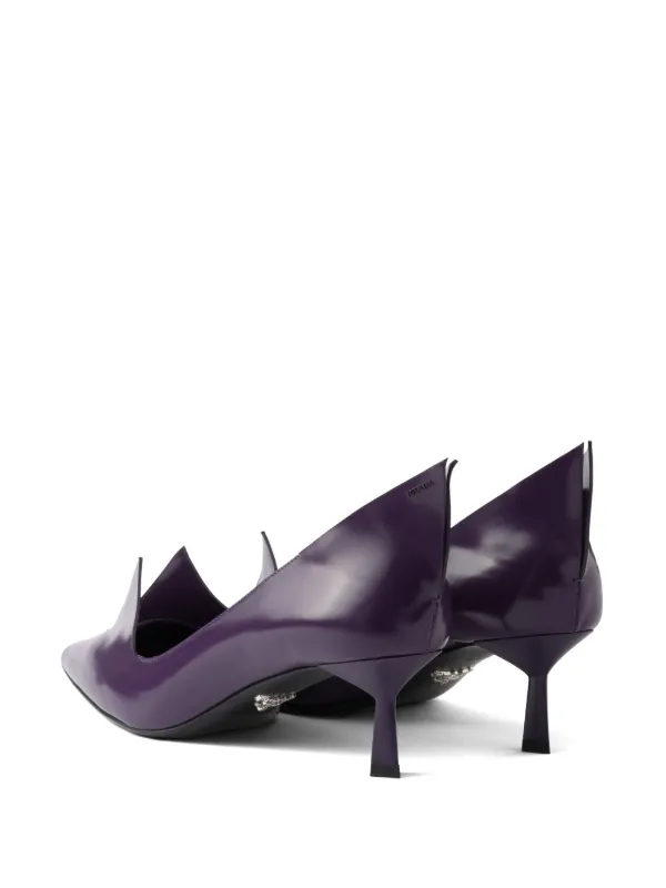 Prada 55mm Brushed Leather Pumps | Purple | FARFETCH