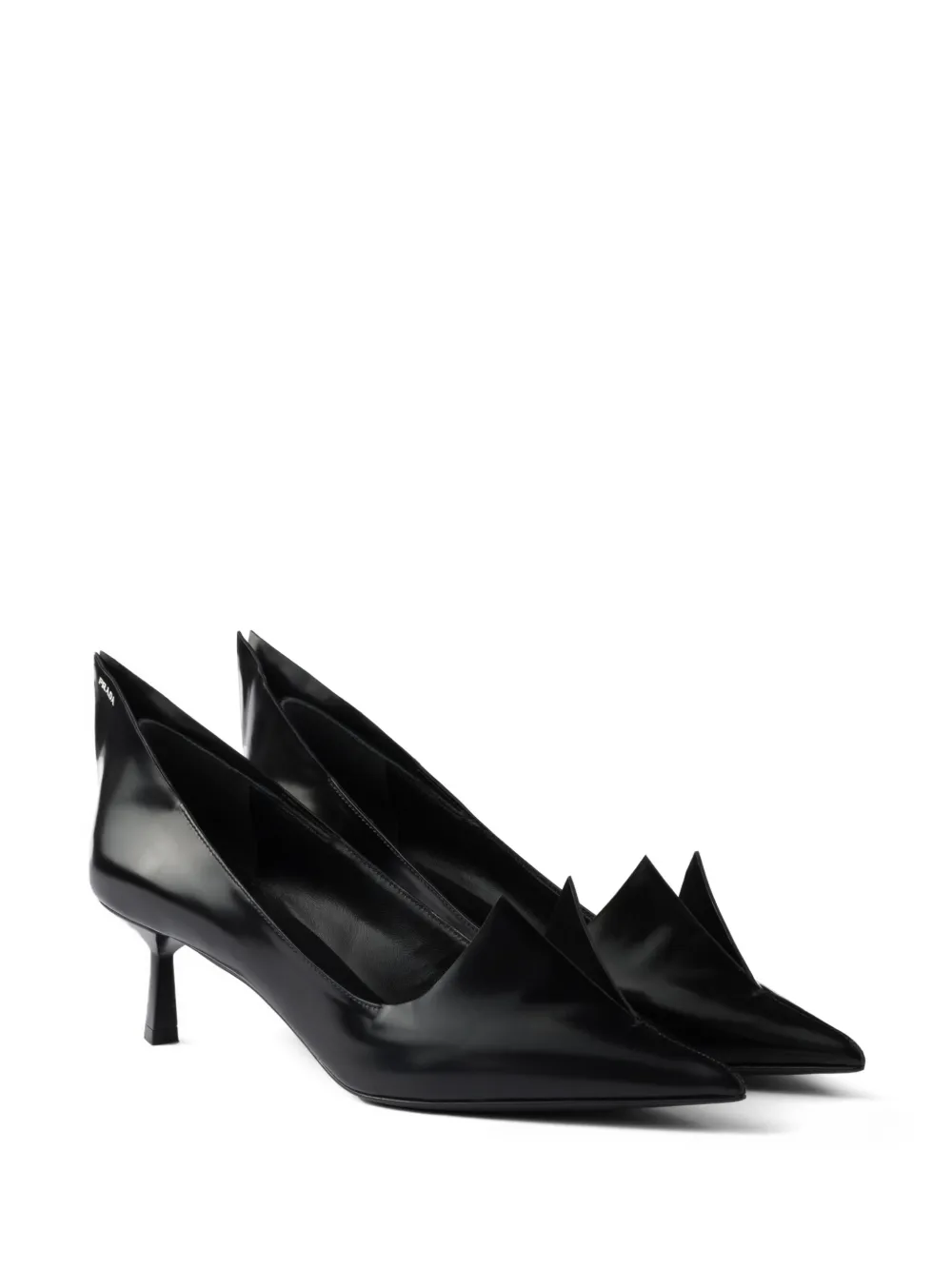 Prada 55 mm leren pumps met geborsteld effect - Zwart