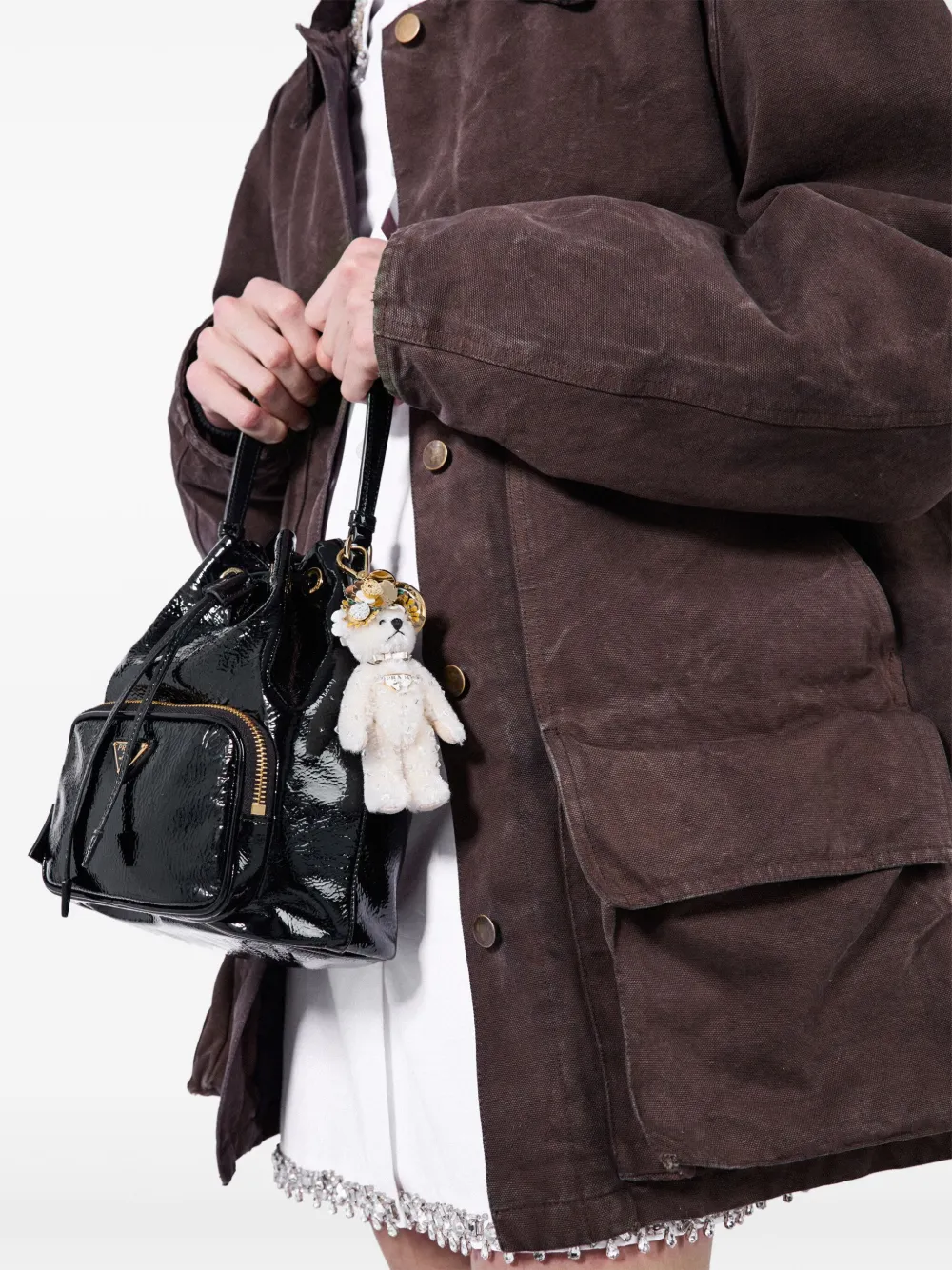 Prada テディベア バッグチャーム | ホワイト | FARFETCH JP