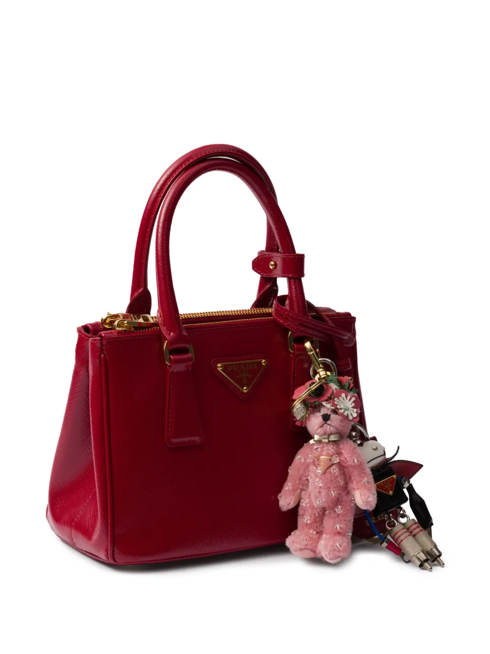 PRADA Teddy バッグチャーム ピンク Pink Teddy bag charm with metal ring | PRADA
