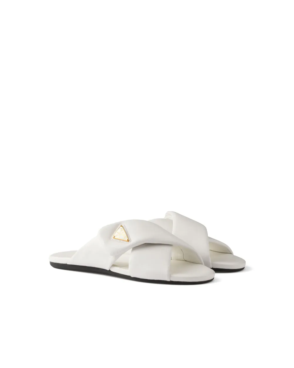 Prada Gewatteerde slippers van nappa leer - Wit