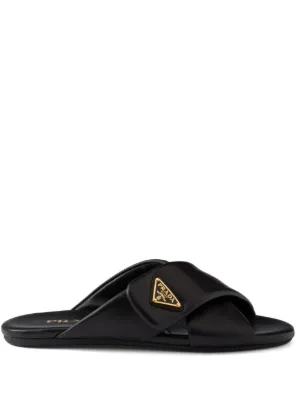 PRADA⭐ビーチサンダル PRADA プラダ パデッド ナッパレザー クリスクロス サンダル