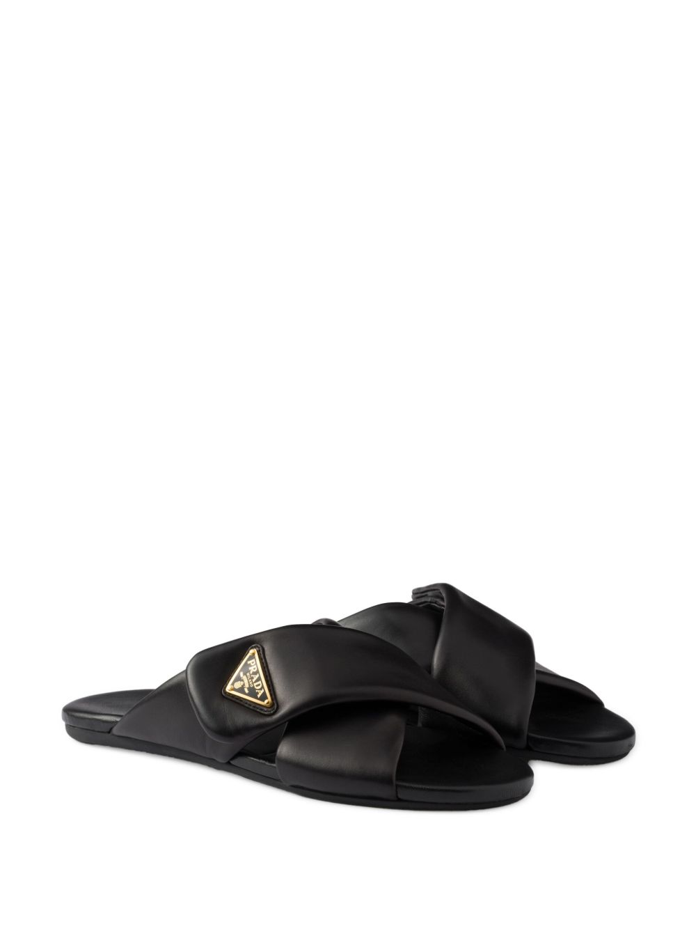 Prada Email slippers met logo - Zwart